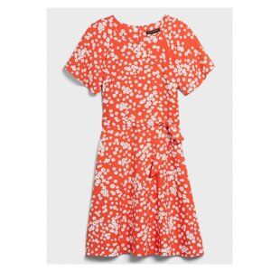 Banana Republic Red Floral Flutter Sleeve Mini Dress Size 6